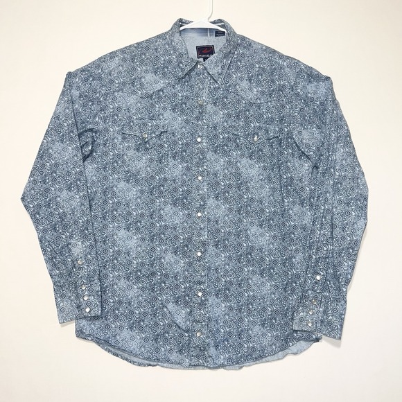 Roper Other - Roper Pearl Snap Mens Size XL Blue Paisley AOP Long Sleeve Cotton Western